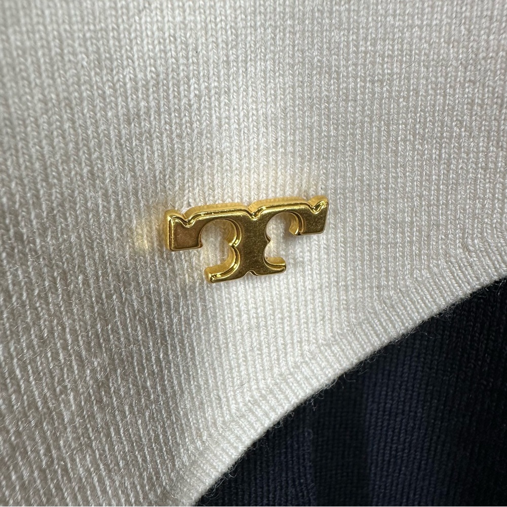 Tory Burch Black Dress with Cream Bow Neck Tie - Picture 4 of 6